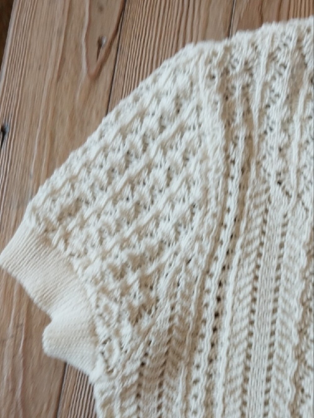 a new day Cream Openwork Short-Sleeve Crew Sweater - Picture 4 of 5